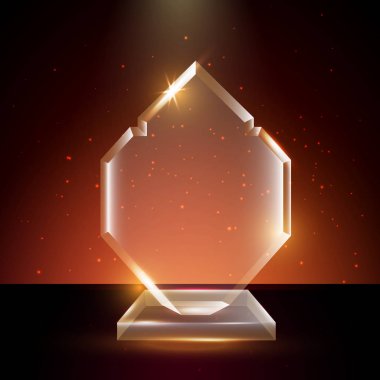 Boş şeffaf vektör akrilik cam kupa ödül şablon