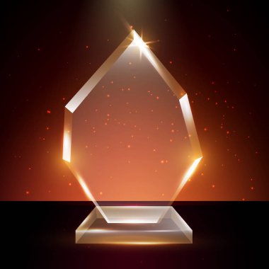 Boş şeffaf vektör akrilik cam kupa ödül şablon