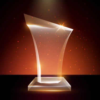 Boş şeffaf vektör akrilik cam kupa ödül şablon