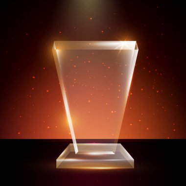 Boş şeffaf vektör akrilik cam kupa ödül şablon