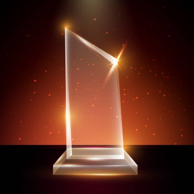 Boş şeffaf vektör akrilik cam kupa ödül şablon