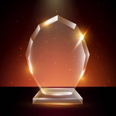 Boş şeffaf vektör akrilik cam kupa ödül şablon