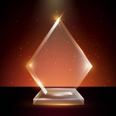 Boş şeffaf vektör akrilik cam kupa ödül şablon