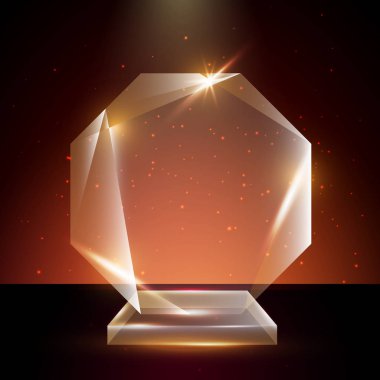 Boş şeffaf vektör akrilik cam kupa ödül şablon