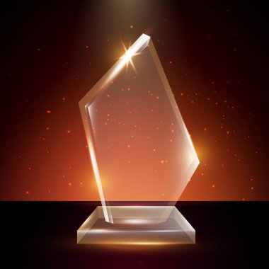 Boş şeffaf vektör akrilik cam kupa ödül şablon