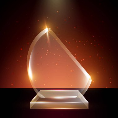 Boş şeffaf vektör akrilik cam kupa ödül şablon