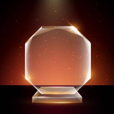 Boş şeffaf vektör akrilik cam kupa ödül şablon