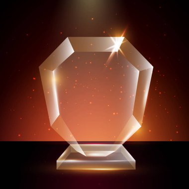 Boş şeffaf vektör akrilik cam kupa ödül şablon