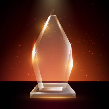 Boş şeffaf vektör akrilik cam kupa ödül şablon