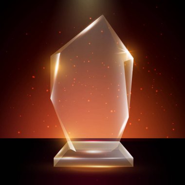 Boş şeffaf vektör akrilik cam kupa ödül şablon