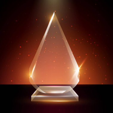 Boş şeffaf vektör akrilik cam kupa ödül şablon