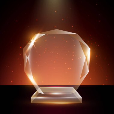 Boş şeffaf vektör akrilik cam kupa ödül şablon