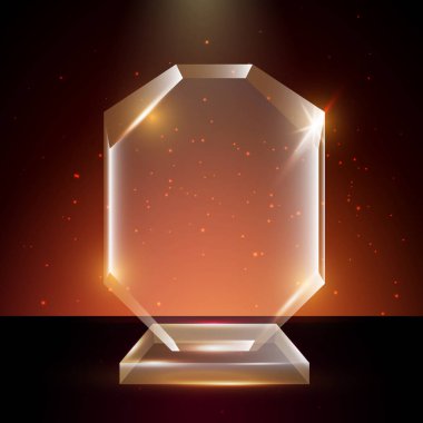 Boş şeffaf vektör akrilik cam kupa ödül şablon