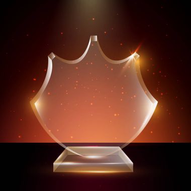 Boş şeffaf vektör akrilik cam kupa ödül şablon