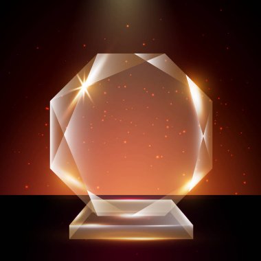 Boş şeffaf vektör akrilik cam kupa ödül şablon