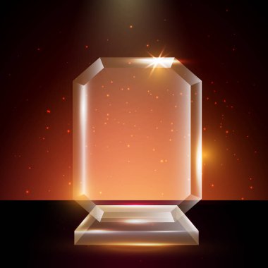 Boş şeffaf vektör akrilik cam kupa ödül şablon