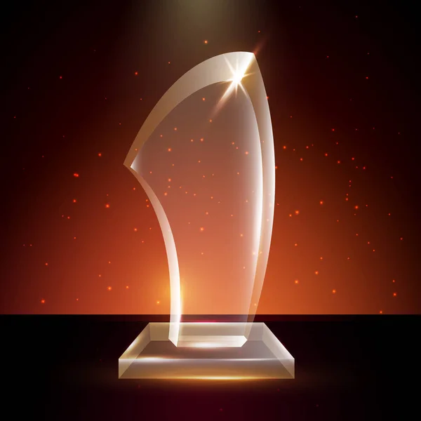Blank Transparent Vector Acrylic Glass Trophy Award template — Stock Vector