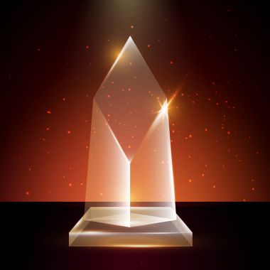 Boş şeffaf vektör akrilik cam kupa ödül şablon