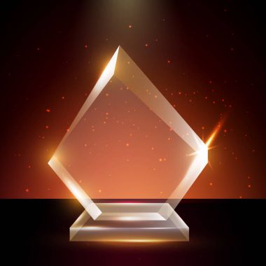 Boş şeffaf vektör akrilik cam kupa ödül şablon