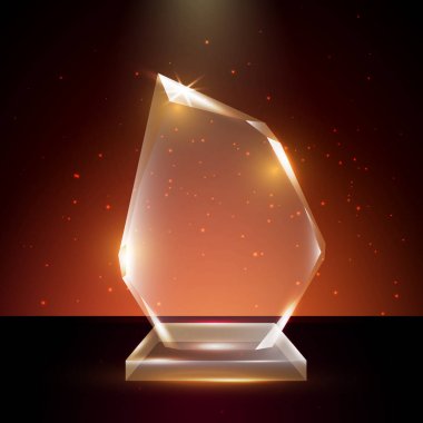 Boş şeffaf vektör akrilik cam kupa ödül şablon