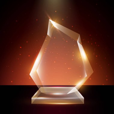 Boş şeffaf vektör akrilik cam kupa ödül şablon