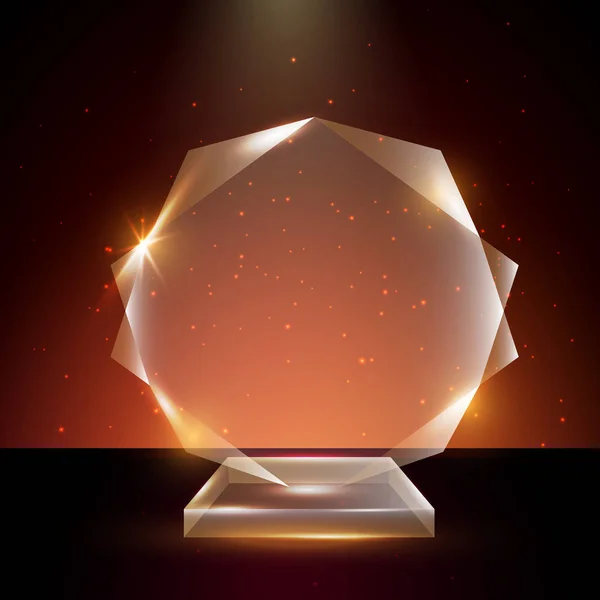 Modèle de trophée en verre acrylique vectoriel transparent vierge — Image vectorielle