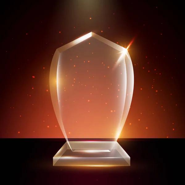 Modèle de trophée en verre acrylique vectoriel transparent vierge — Image vectorielle