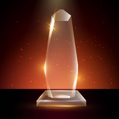 Boş şeffaf vektör akrilik cam kupa ödül şablon