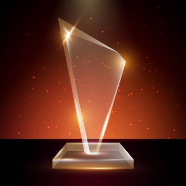 Boş şeffaf vektör akrilik cam kupa ödül şablon