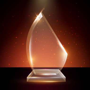 Boş şeffaf vektör akrilik cam kupa ödül şablon