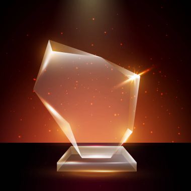 Boş şeffaf vektör akrilik cam kupa ödül şablon