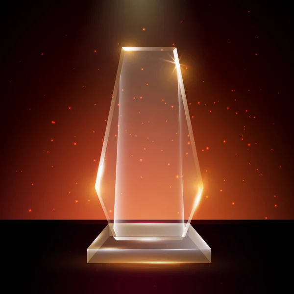 Lege sjabloon van de transparante Vector acryl glazen trofee-Award — Stockvector