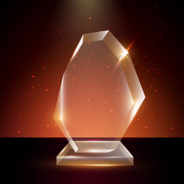 Boş şeffaf vektör akrilik cam kupa ödül şablon