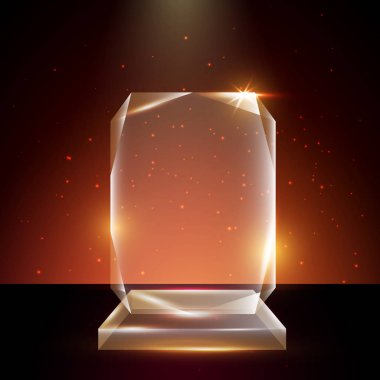 Boş şeffaf vektör akrilik cam kupa ödül şablon