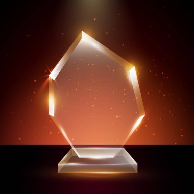 Boş şeffaf vektör akrilik cam kupa ödül şablon