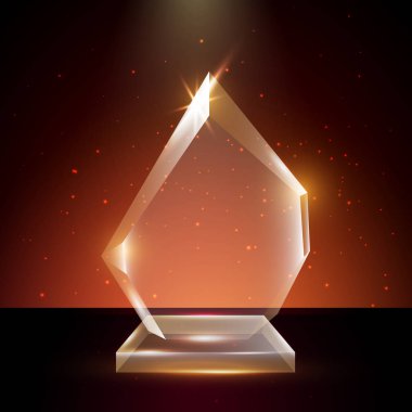 Boş şeffaf vektör akrilik cam kupa ödül şablon