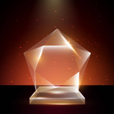 Boş şeffaf vektör akrilik cam kupa ödül şablon