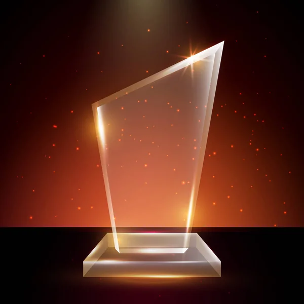 Lege sjabloon van de transparante Vector acryl glazen trofee-Award — Stockvector