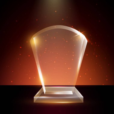 Boş şeffaf vektör akrilik cam kupa ödül şablon