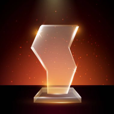 Boş şeffaf vektör akrilik cam kupa ödül şablon