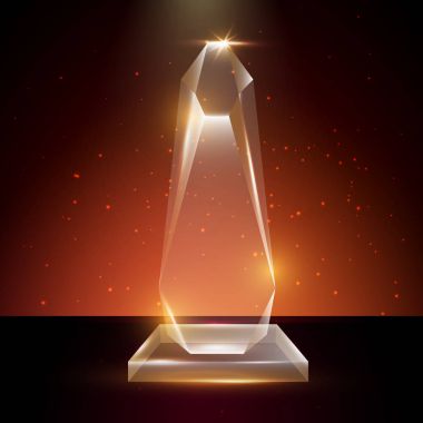 Boş şeffaf vektör akrilik cam kupa ödül şablon