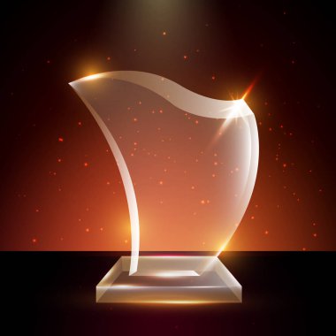 Boş şeffaf vektör akrilik cam kupa ödül şablon