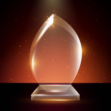 Boş şeffaf vektör akrilik cam kupa ödül şablon