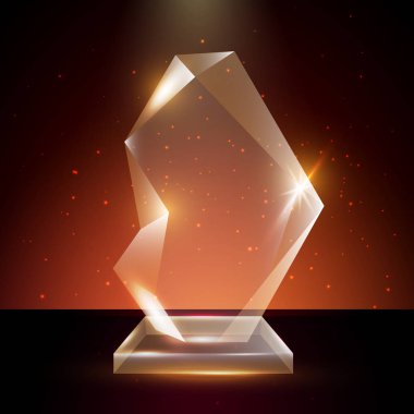 Boş şeffaf vektör akrilik cam kupa ödül şablon