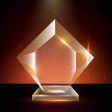 Boş şeffaf vektör akrilik cam kupa ödül şablon