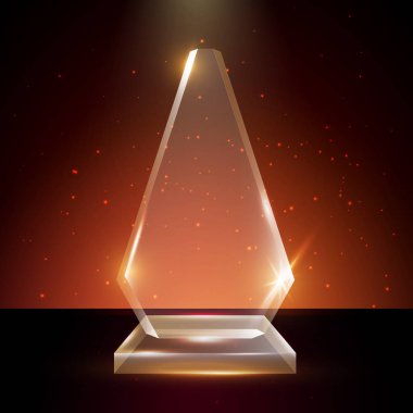 Boş şeffaf vektör akrilik cam kupa ödül şablon