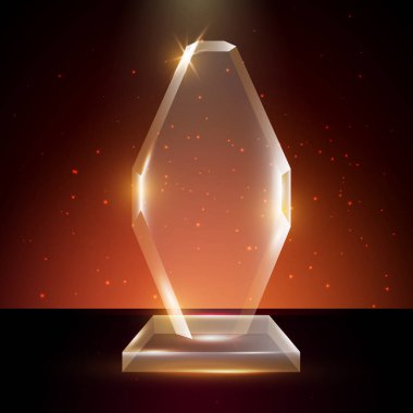 Boş şeffaf vektör akrilik cam kupa ödül şablon