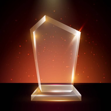 Boş şeffaf vektör akrilik cam kupa ödül şablon