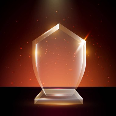 Boş şeffaf vektör akrilik cam kupa ödül şablon