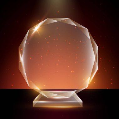 Boş şeffaf vektör akrilik cam kupa ödül şablon